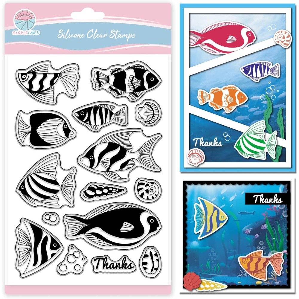 Clear Silicone Stamps For Card Making - ฤดูร้อนOcean Clownfishล้างแสตมป์สําหรับScrapbooking Conch Shellsซิลิโคนแสตมป์สัตว์ปลาแสตมป์โปร่งใสสําหรับทําบัตร