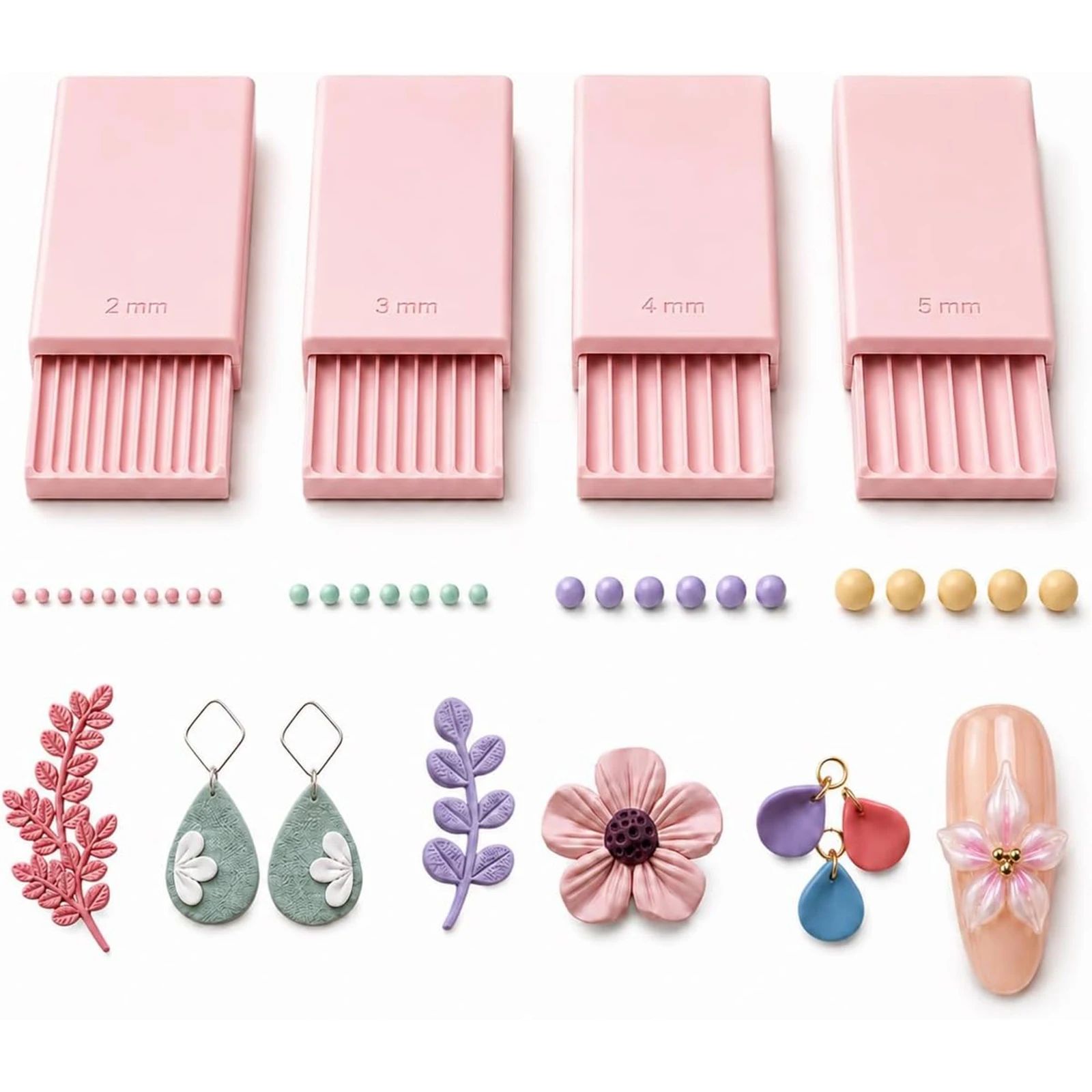 Craft Tools - เครื่องมือทำลูกปัดเจล 3D สำหรับตกแต่งเล็บ 4 ชิ้น, ลูกกลิ้งลูกปัดสำหรับทำดอกไม้เจล