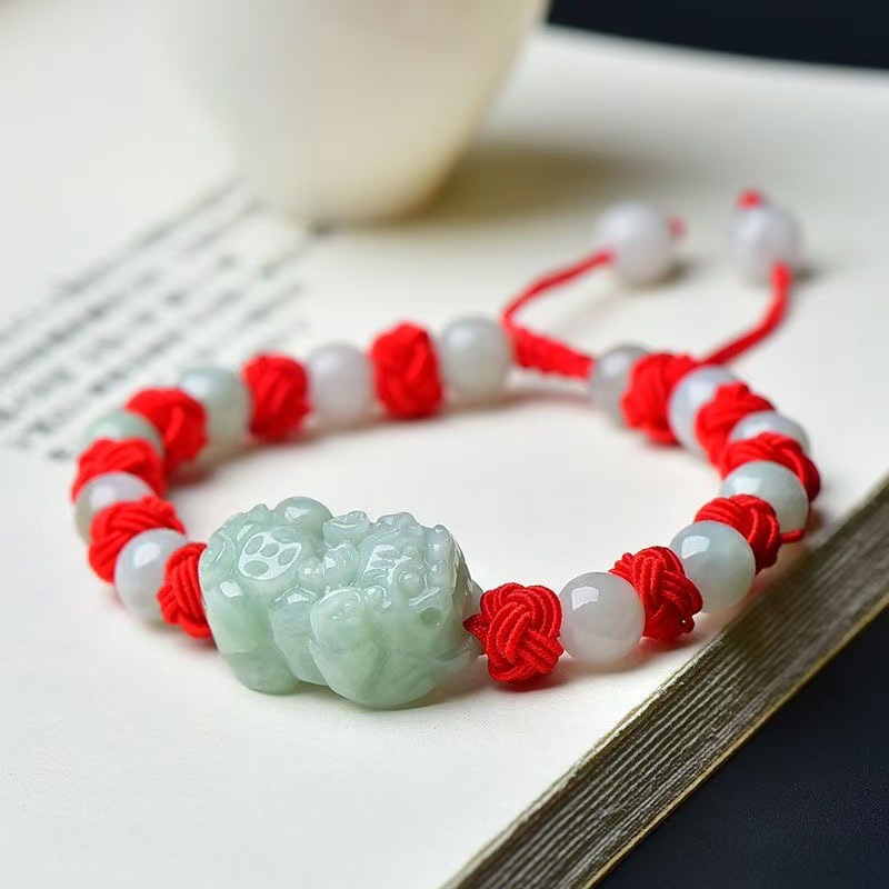 Beading - หยกพม่าธรรมชาติ กำไลข้อมือปี่เซียะ เครื่องประดับแฟชั่น หยกแท้ ลูกปัดนำโชค กำไลข้อมือ