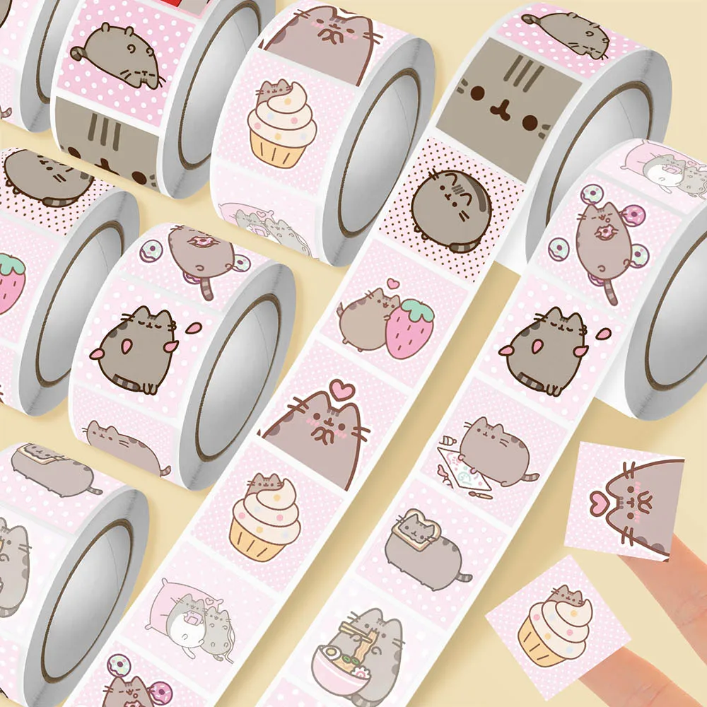 Scrapbooking - ฮู 500 ชิ้น สติกเกอร์ม้วนลายการ์ตูนแมวพูชีน กันน้ำ สำหรับกราฟฟิตี้