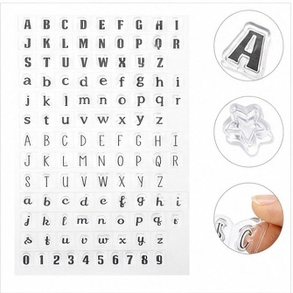 Clear Silicone Stamps For Card Making - 4 ชิ้น ตราประทับตัวอักษรซิลิโคนใส ยางนิ่ม สำหรับงานสแครปบุ๊ค สมุดบันทึก