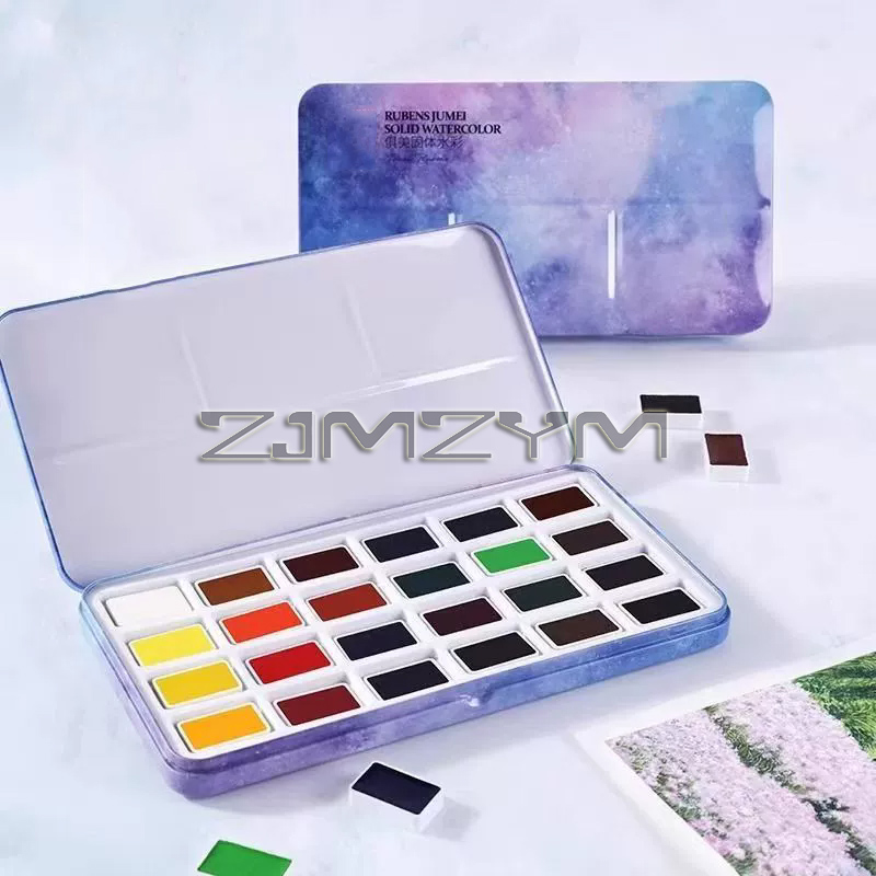 Watercolor Paint Set Solid Pigment - ชุดสีน้ำแบบแท่ง สีน้ำคุณภาพระดับมืออาชีพ สำหรับงานศิลปะและอุปกรณ์สี 24 สี