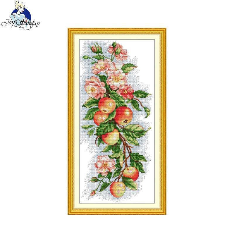 Cotton Embroidery Thread Skeins - Joy Sunday Cross Stitch ชุดแอปเปิ้ลและดอกไม้ HD