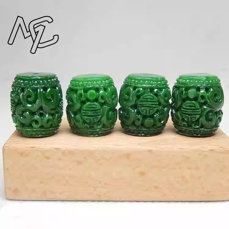 5 PC ธรรมชาติสีเขียวหยกแกะสลัก - Beading บทวิจารณ์และราคา