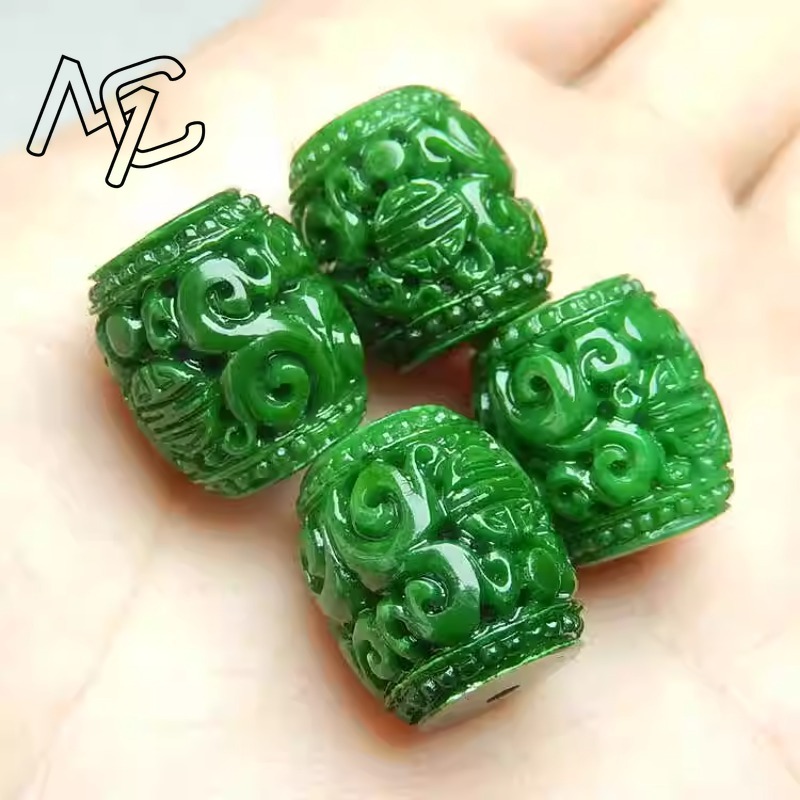 5 PC ธรรมชาติสีเขียวหยกแกะสลัก - Beading บทวิจารณ์และราคา