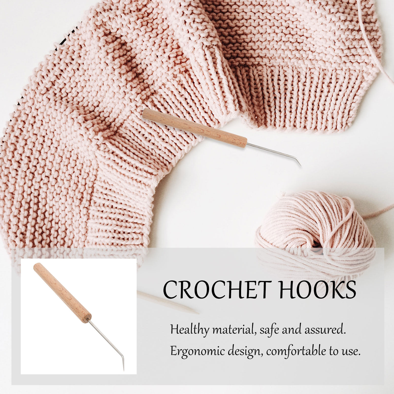 1 ชิ้น เข็มโครเชต์ไม้ พร้อมด้า - Wooden Crochet Hooks Ergonomic Handle บทวิจารณ์และราคา