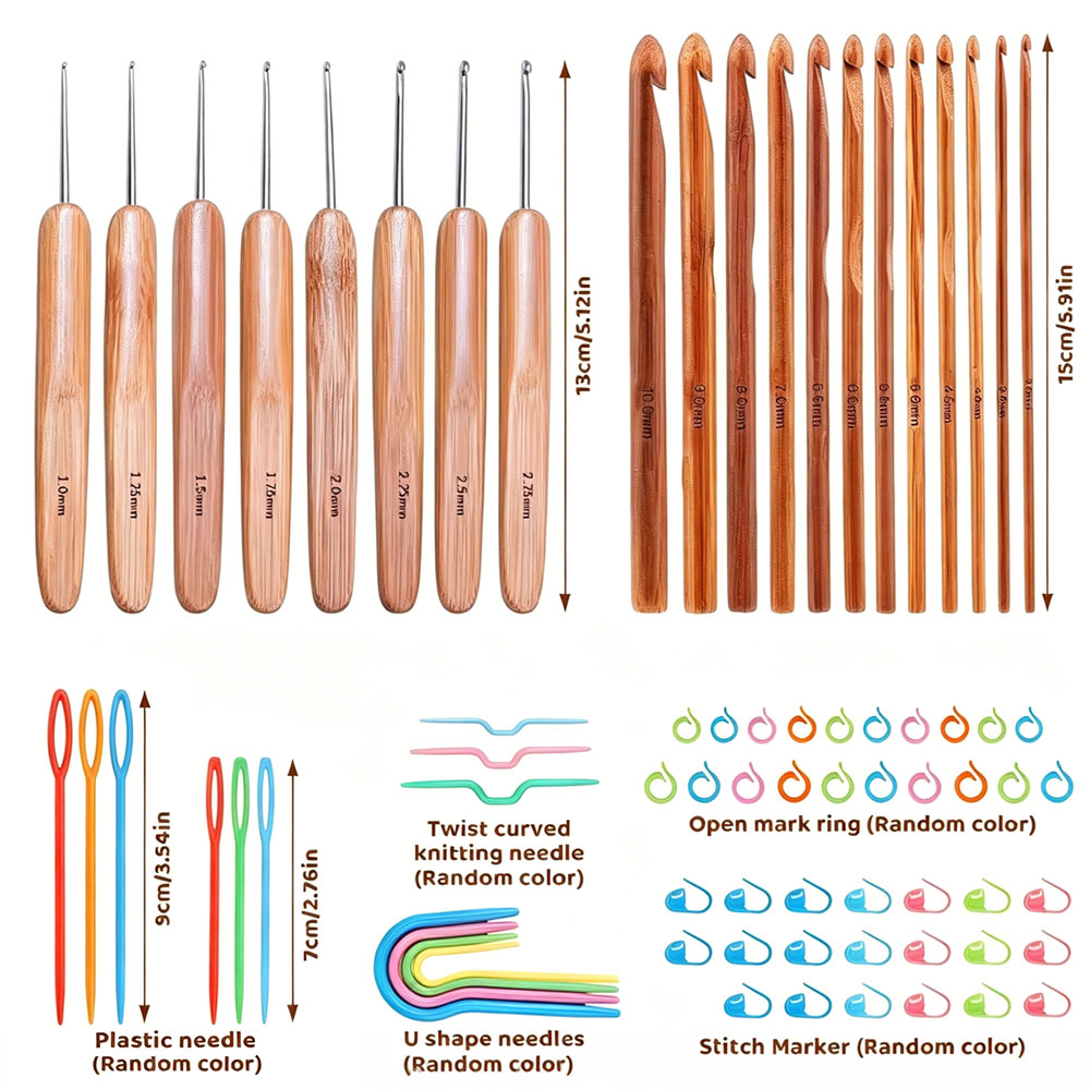 ชุดเข็มโครเชต์ไม้ไผ่ 74 ชิ้น พ - Sewing บทวิจารณ์และราคา