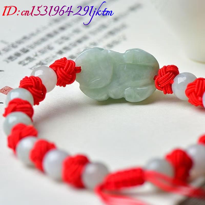 หยกพม่าธรรมชาติ กำไลข้อมือปี่เ - Beading บทวิจารณ์และราคา