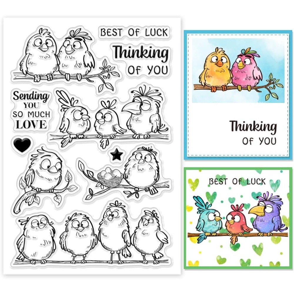 แสตมป์ซิลิโคนรูปนกตลก กิ่งไม้  - Clear Silicone Stamps For Card Making บทวิจารณ์และราคา