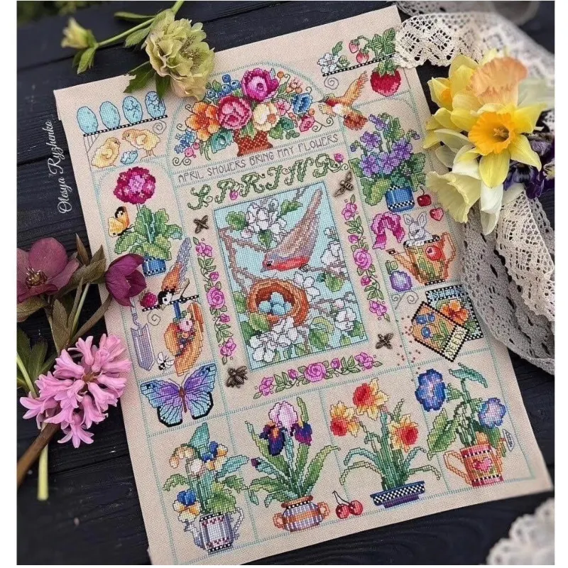 【CC2937 สปริงการ์เดน】ชุดปักครอ - Cross Stitch Stamped Kits Beginners บทวิจารณ์และราคา