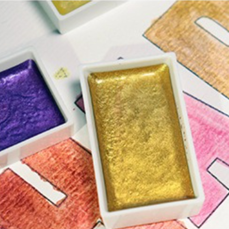 6 สีโลหะที่ละลายน้ําได้เพิร์ลส - Watercolor Paint Set Solid Pigment บทวิจารณ์และราคา