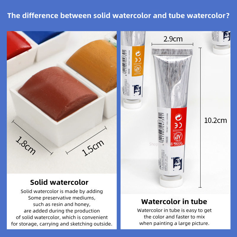 ศิลปิน Solid สีน้ำสี Picasso T - Watercolor Paint Set Solid Pigment บทวิจารณ์และราคา