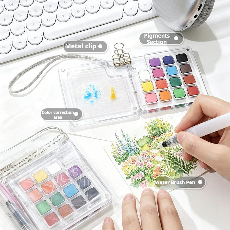 ชุดสีน้ำแบบพกพา 15 สี สำหรับกา - Watercolor Paint Set Solid Pigment บทวิจารณ์และราคา