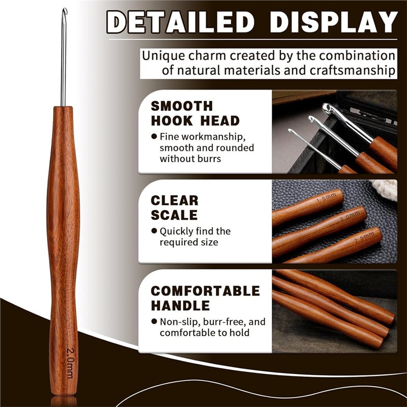 AS94-5 ชุดเข็มโครเชต์ 5 ชิ้น,  - Wooden Crochet Hooks Ergonomic Handle บทวิจารณ์และราคา