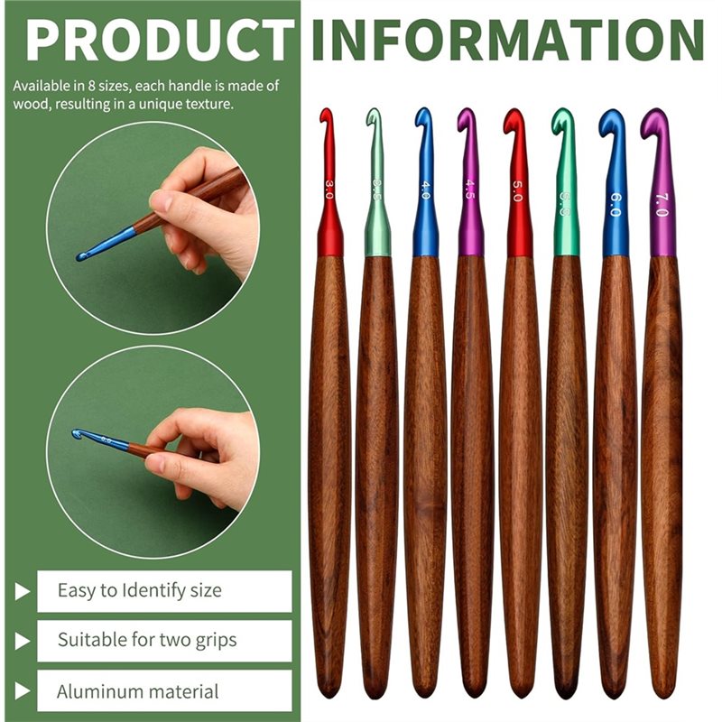 เข็มโครเชต์อะลูมิเนียม AB34 พร - Wooden Crochet Hooks Ergonomic Handle บทวิจารณ์และราคา
