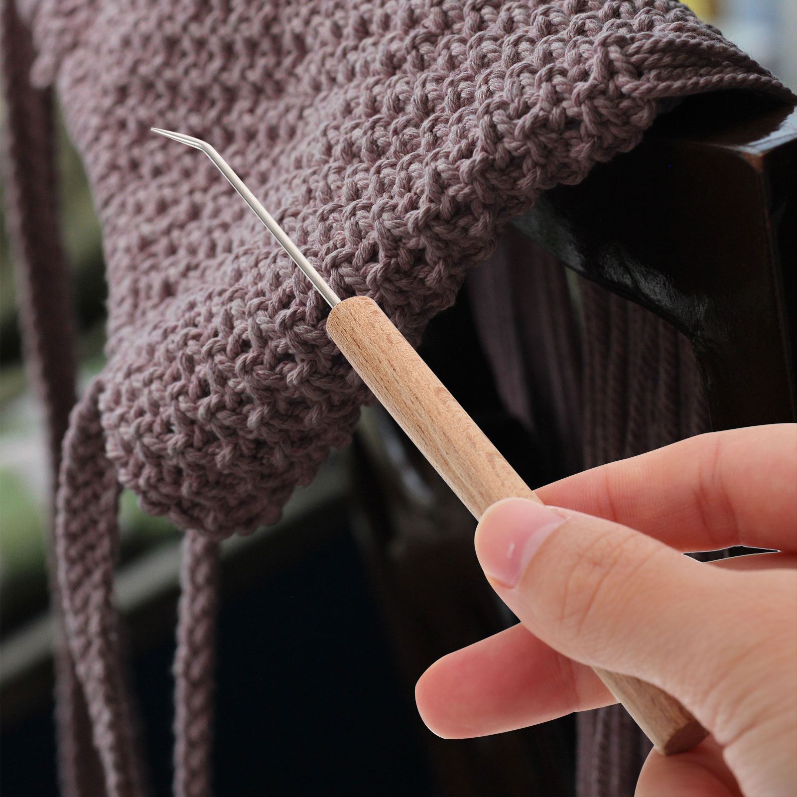 1 ชิ้น ตะขอถักโครเชต์ดีไซน์สวย - Wooden Crochet Hooks Ergonomic Handle บทวิจารณ์และราคา