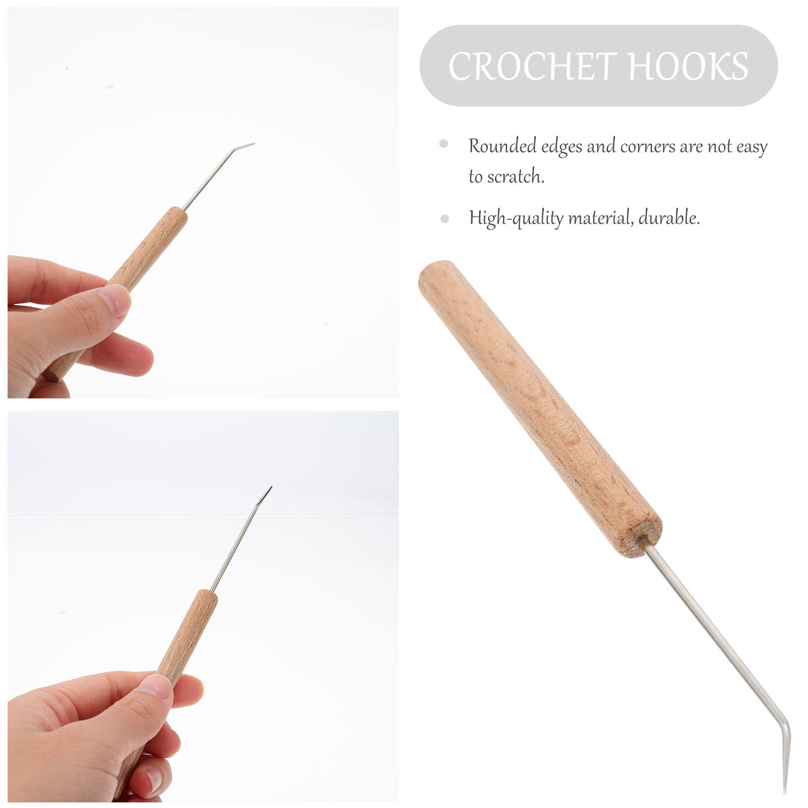 1 ชิ้น ตะขอถักโครเชต์ดีไซน์สวย - Wooden Crochet Hooks Ergonomic Handle บทวิจารณ์และราคา