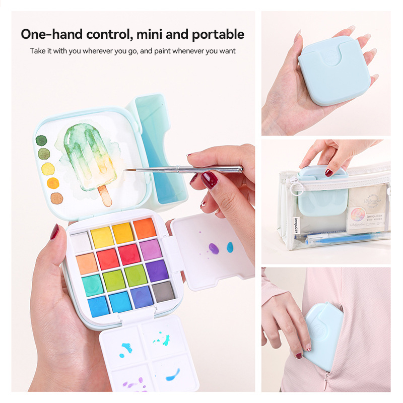 ชุดสีน้ำแบบแข็ง 16 สี ยี่ห้อ L - Watercolor Paint Set Solid Pigment บทวิจารณ์และราคา